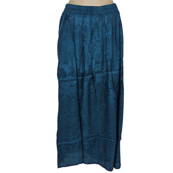 Band of the Free Womans size S Celene Deep Teal Layered Midi Skirt Floral NEW - Picture 4 of 8